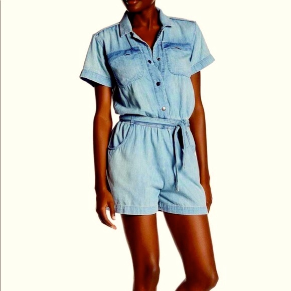 Like New Current/Elliott Denim Short-sleeve Romper - Picture 2 of 8